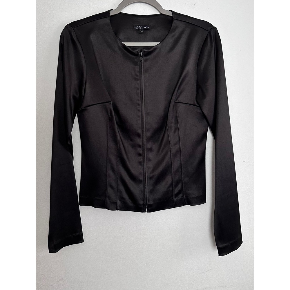 Maria Bianca Nero Satin Jacket Top Capsule Edgy Sleek Quiet Luxury Elevated Chic